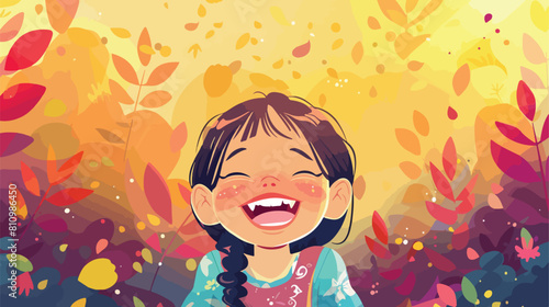 Small Girl laughing illustration Vector style 