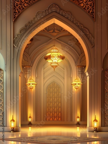 Islamic New Year Poster design background - generative ai