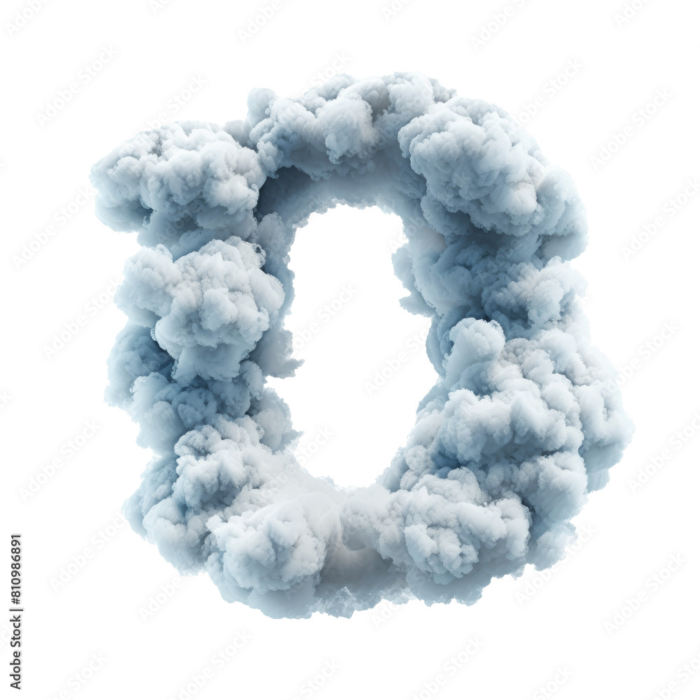 3D cloud shaped letter O on transparent background 3D cloud shaped letter O on transparent background