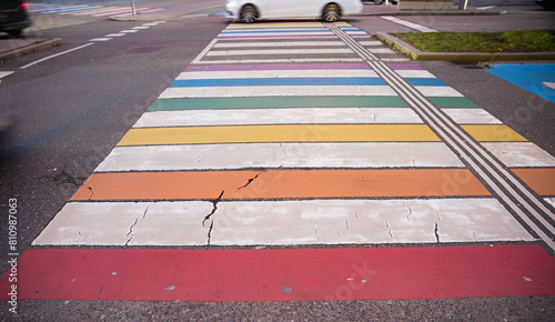 pedestrian crossing with colorful stripes © SusaZoom
