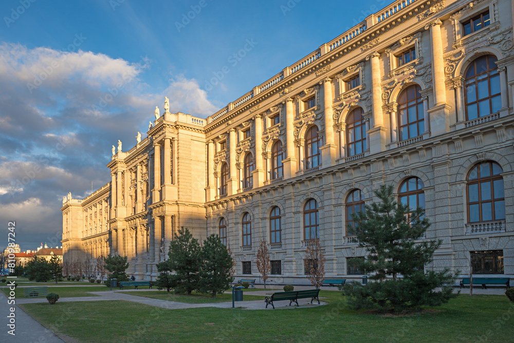 art history museum in vienna, historical building with topiary conifer garden art history museum in vienna, historical building with topiary conifer garden