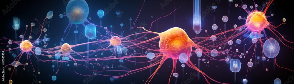 Educational diagram of glial cell response in neural injury, showing