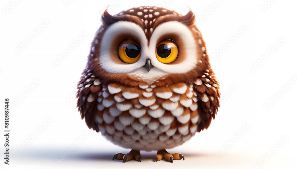 Full-Body 3D Caricature of an Owl: Nocturnal Predatory Bird Illustration, 3D Caricature of an Owl: Wildlife Fauna and Zoology Symbol for Zoo Full-Body 3D Caricature of an Owl: Nocturnal Predatory Bird Illustration, 3D Caricature of an Owl: Wildlife Fauna and Zoology Symbol for Zoo
