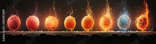 Educational diagram showing the development stages of an oocyte from primordial follicle to mature egg, with clear labels photo