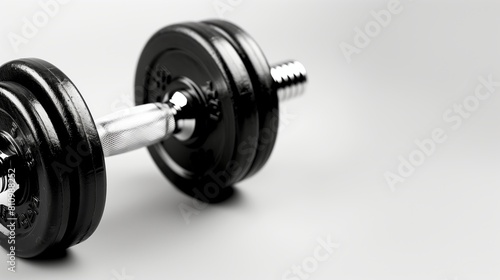 dumbbell on a light background with copy space. Fitness concept.