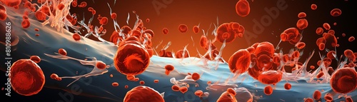Illustration of platelets in the clotting process, highlighting their role in thrombus formation with a clear focus on the activation sequence photo