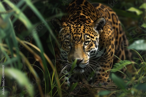 Large Leopard Walking Through Lush Green Forest © Yasir
