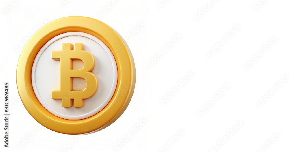 3d icon of bitcoin on white background with copy space 3d icon of bitcoin on white background with copy space