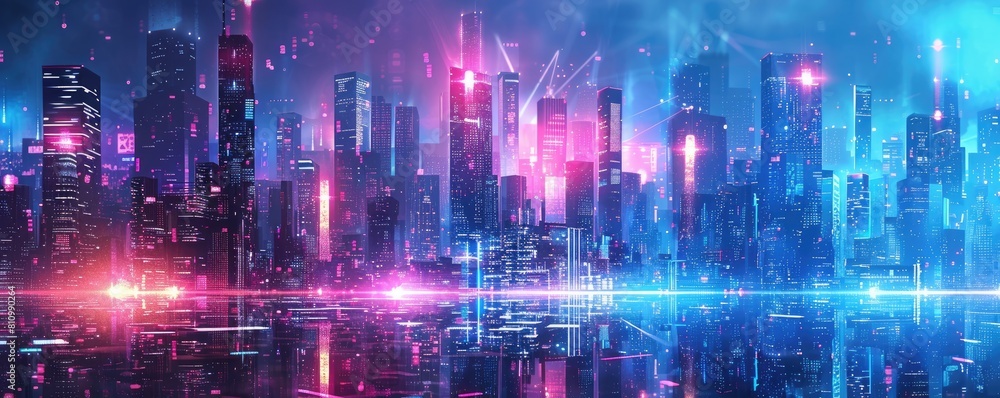 Obraz premium abstract technology futuristic city background