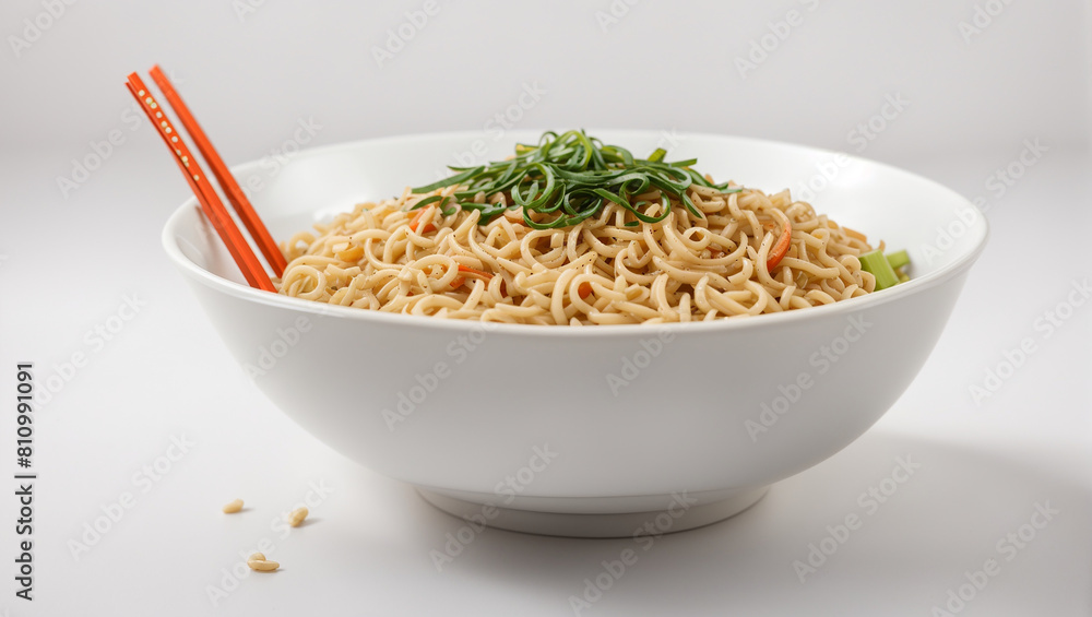 A white bowl filled with instant noodles