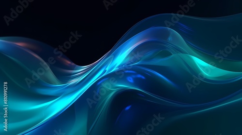 Digital technology aquamarine wave motion poster web page PPT background