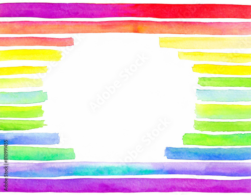 Colorful watercolor rainbow powder explosion frame border background