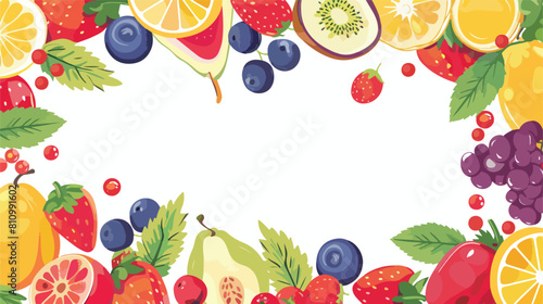 Summer fruits and berries frame. Fruits for healthy lifestyle