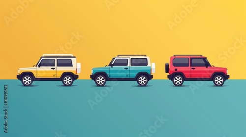 Colorful car silhouettes  versatile vector illustrations for posters, banners, and ads © Philipp