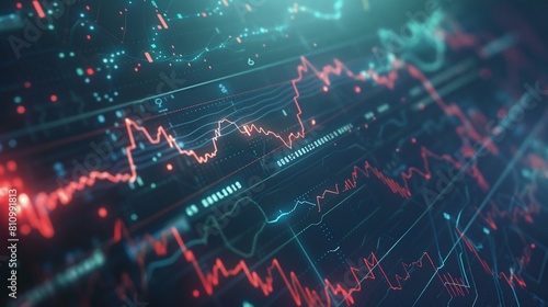 Explore the world of finance with our high-resolution image of digital financial graphs being analyzed with a magnifying glass. Perfect for business, data analysis, and financial strategies. #810991813