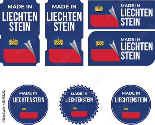 Made in Liechtenstein. Liechtenstein flag, Tag, Seal, Stamp, Flag, Icon vector
