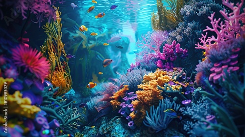 Vibrant Underwater World  Colorful Creatures of the Sea. Generative Ai