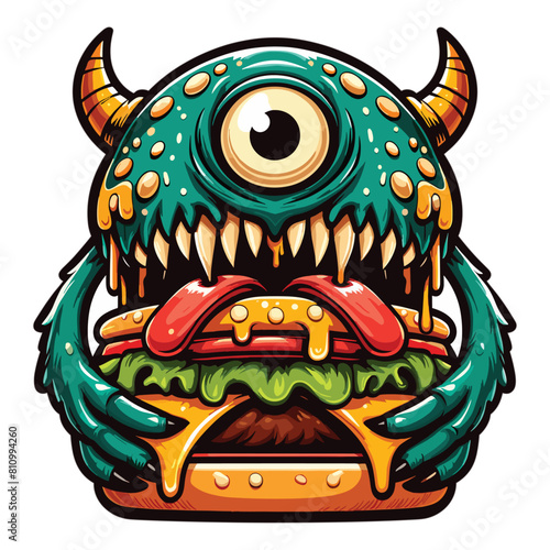 Monster burger vector illustration