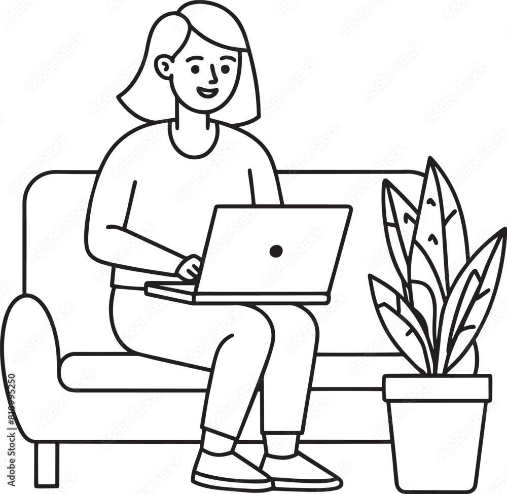 Woman with laptop design, Girl female person people human and social media theme Vector illustration Woman with laptop design, Girl female person people human and social media theme Vector illustration