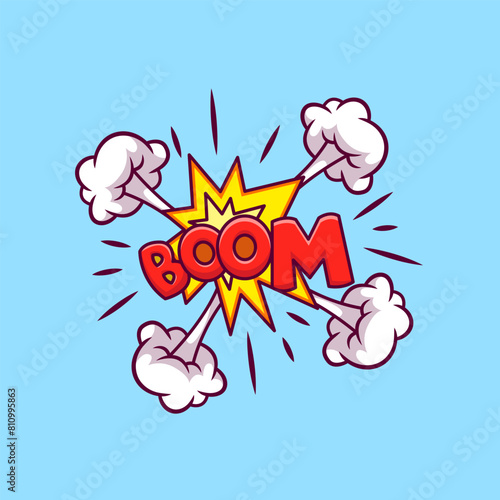 Comic Boom Explosion Cartoon Vector Icons Illustration. Flat Cartoon Concept. Suitable for any creative project.