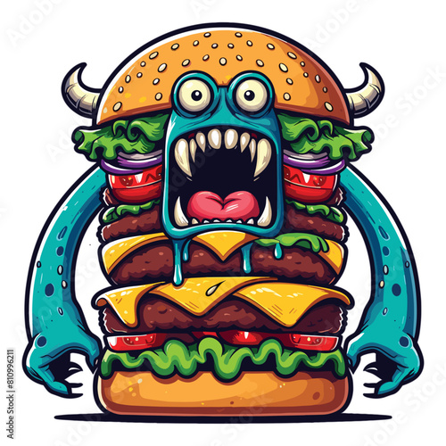 Monster burger vector illustration
