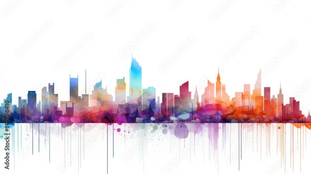 Vector illustration of city skyline with skyscrapers.