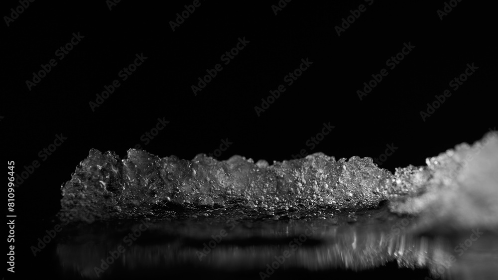 Translucent white ice details on black Translucent white ice details on black