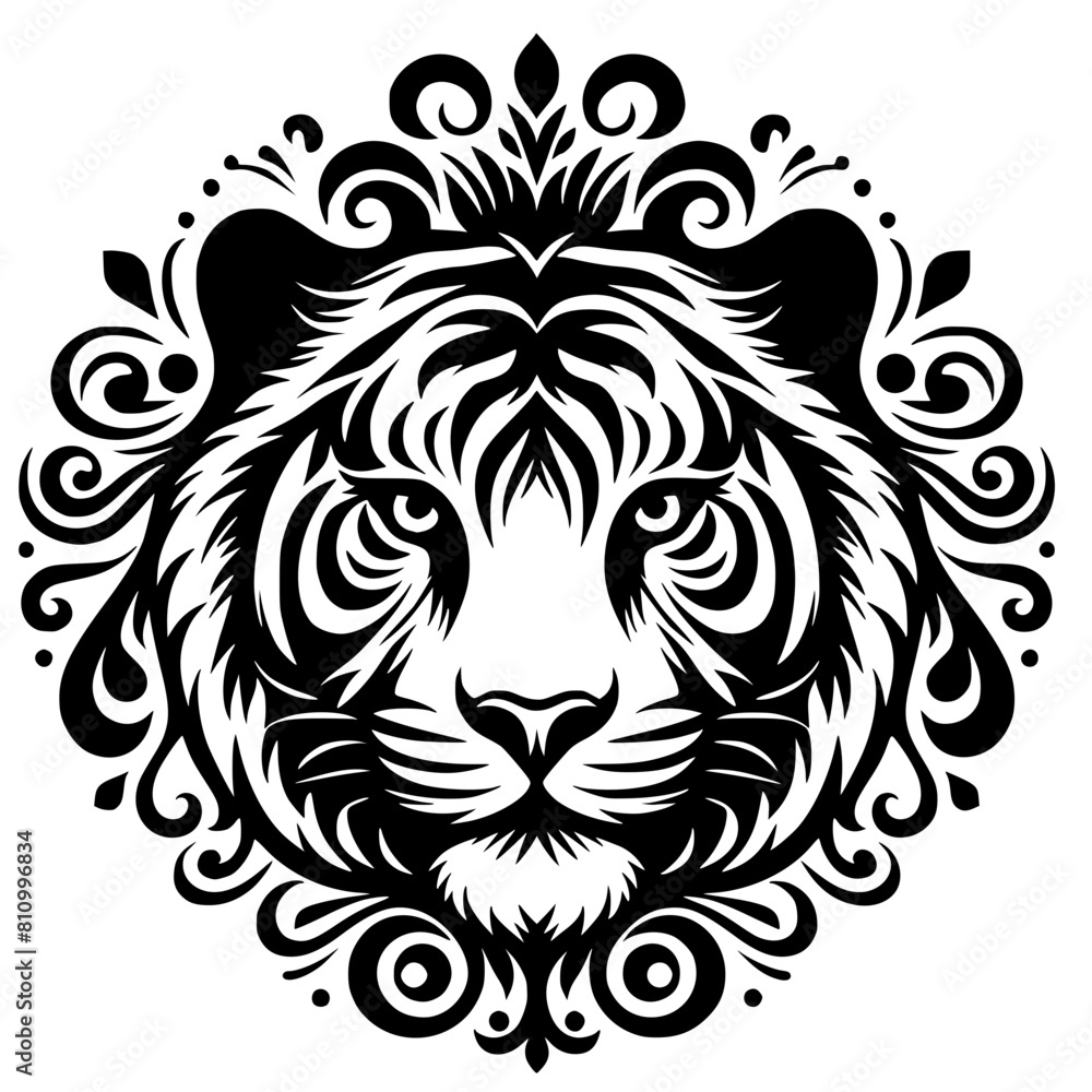 Tiger head tattoo silhouette