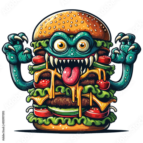 Monster burger vector illustration photo