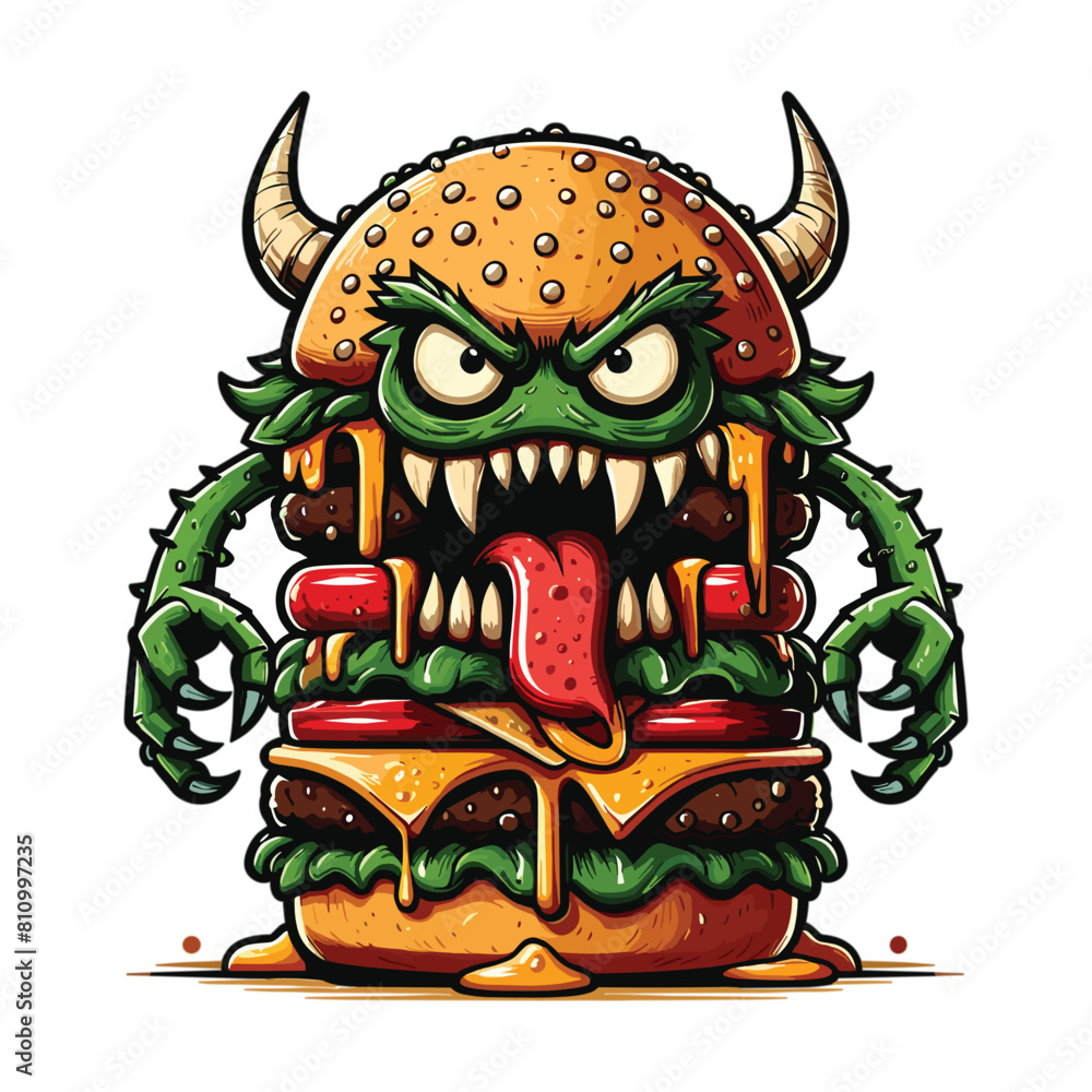 Fototapeta premium Monster burger vector illustration