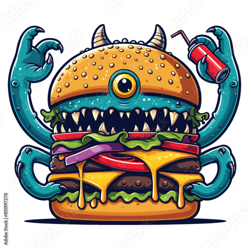 Monster burger vector illustration