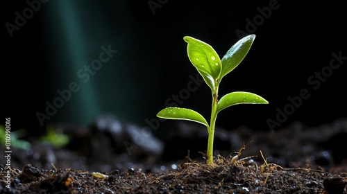 Nature study image of a young plant sprouting, emphasizing the crucial role of meristem cells in initiating new growth and development photo