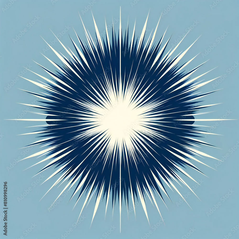 Fototapeta premium 青のサンバースト背景イラスト. sunburst. AI generated.