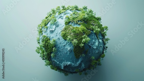 On a white background, a concept of Earth day. Animated Ai