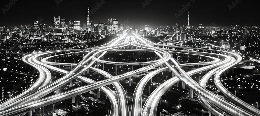 Fototapeta premium Urban drive abstract patterns inspired by car tire tracks and road markings for unique designs