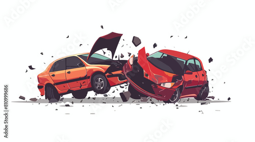 Two car crash Flat design Vector style vector design © inshal