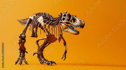 T-rex bones as part of the natural museum collection are very well described. for the commemoration of International Museum Day as a poster  background