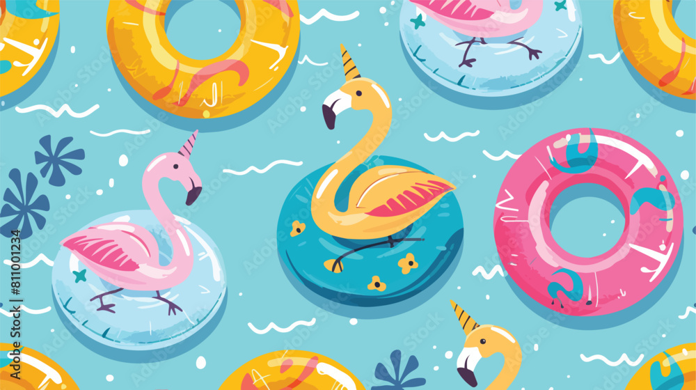 Unicorn Summer flamingo float swimming pool ring pattern