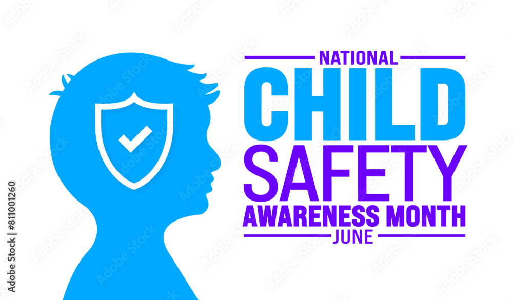 June is National Child Safety Awareness Month background template. Holiday concept. use to background, banner, placard, card, and poster design template with text inscription and standard color.