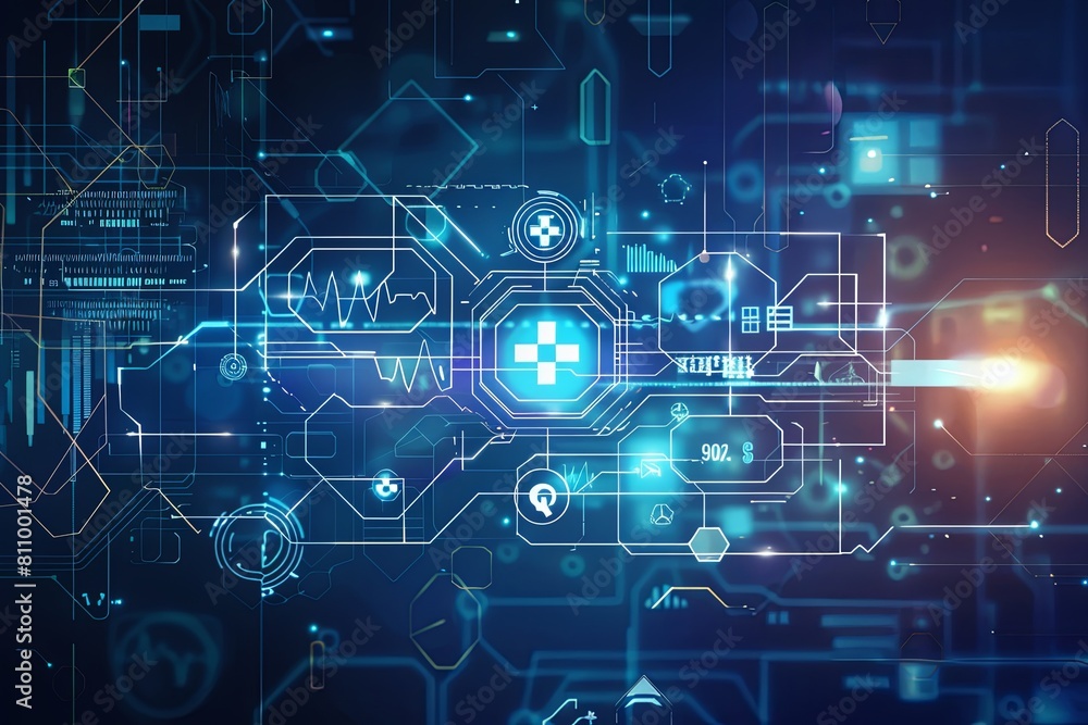 A pattern of blue and black hexagonal shapes creating an abstract background. Generative AI A pattern of blue and black hexagonal shapes creating an abstract background. Generative AI