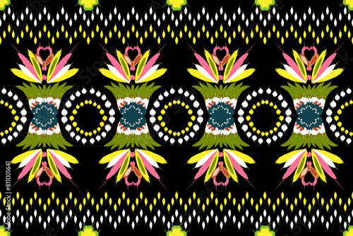 Floral Cross Stitch Embroidery seamless pattern on background. Design for fashion texture,fabric,clothing,wrapping,print geometric ethnic oriental seamless pattern traditional.Aztec style abstract.