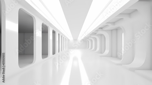 Digital technology white perspective building corridor poster background