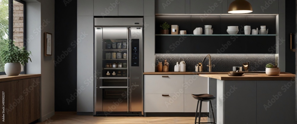 Showcase the power of the Internet of Things with a visually stunning image of a smart home filled with various connected devices and appliances AI, such as smart refrigerators, coffee makers Showcase the power of the Internet of Things with a visually stunning image of a smart home filled with various connected devices and appliances AI, such as smart refrigerators, coffee makers