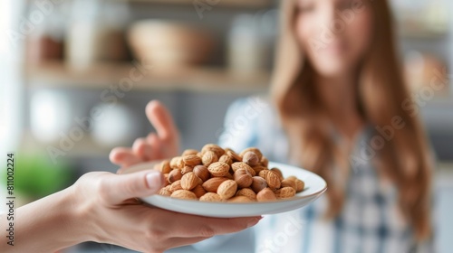 Closeup view of a plate of allergenic nuts photo