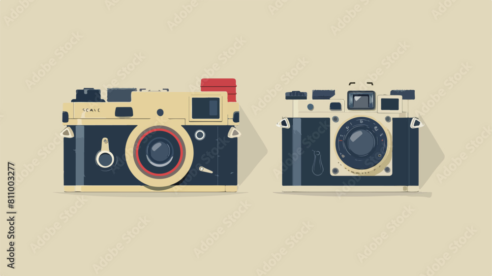 vintage camera with flat camera Vector style 