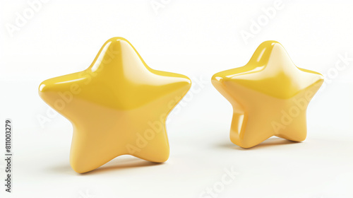 3D three yellow star icon on isolated white background