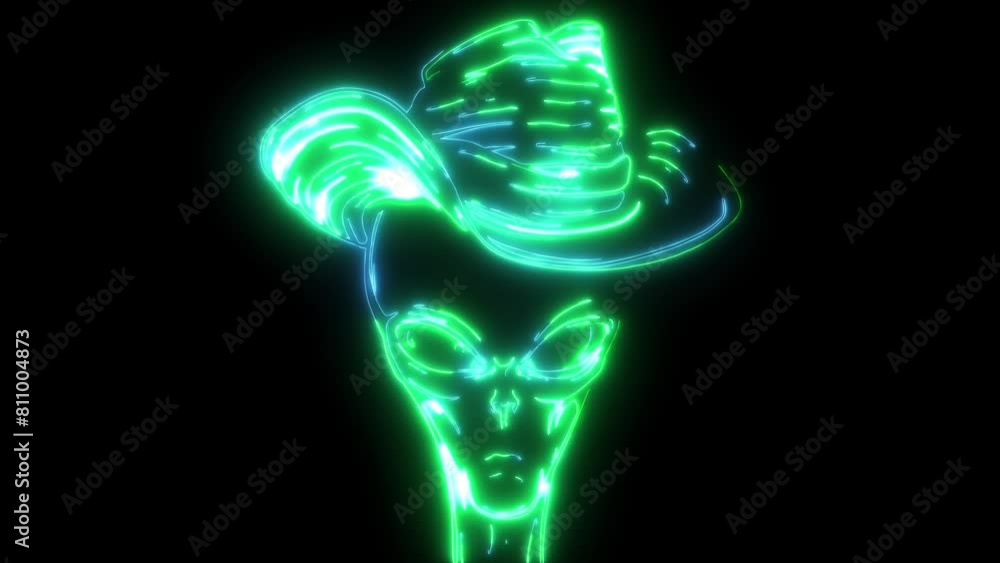 video animation of alien head cowboy video animation of alien head cowboy