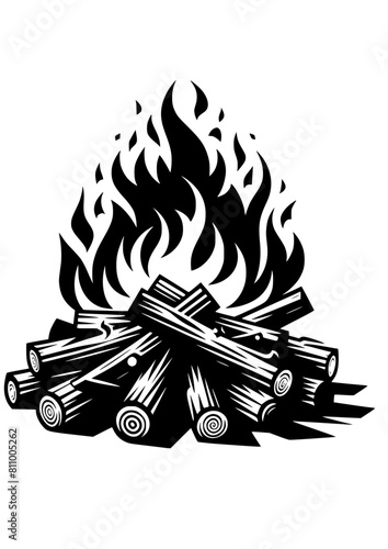 Bonfire SVG, Camping SVG, Flame SVG, Mountains SVG, Fire SVG, Bonfire Silhouette, Bonfire Clipart, Bonfire Art Print, Bonfire Cut file for Cricut