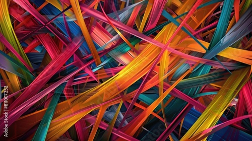 An abstract image of colorful ribbons twisted together. AIG51A. photo