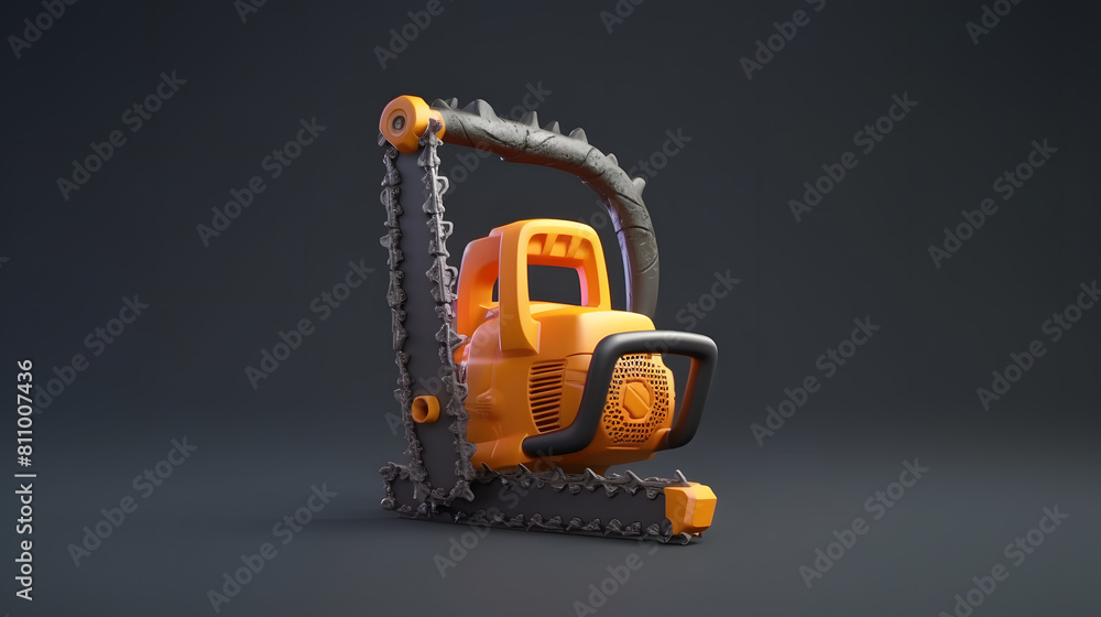 Fototapeta premium Chainsaw icon lumberjack 3d